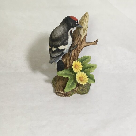Andrea By Sadek Downy Woodpecker Porcelain with Removable Wooden Base  #9386 - Picture 11 of 14